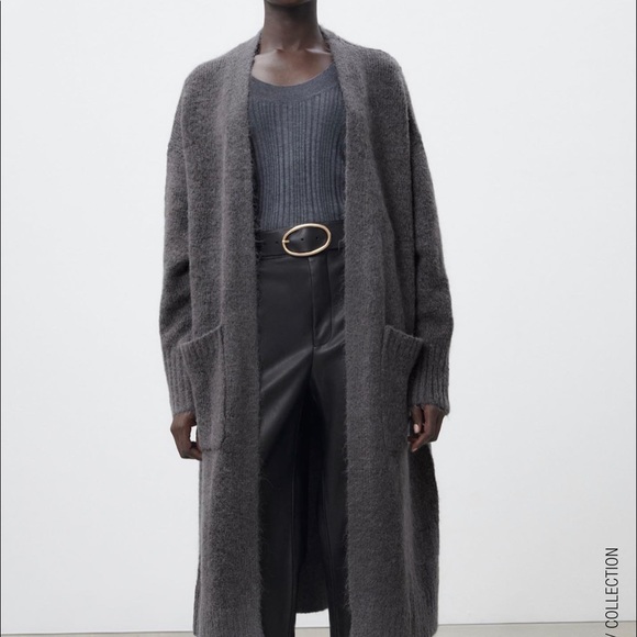 ZARA LONG KNIT POCKET CARDIGAN - Picture 3 of 8